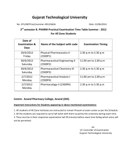 B. Pharm Semester - 3th Remedial Practical Examination Time Table Summer Exam 2012 (For All Zone Students)