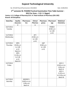 M. Pharm Semester - 2nd Practical Examination Time Table Summer Exam 2012 Zone -3
