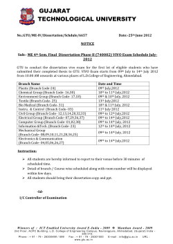 ME 4th Sem. Final Dissertation Phase II (740002) VIVO Exam Schedule July-2012
