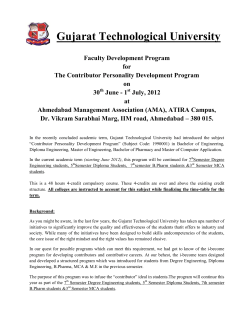 FDP for The Contributor Personality Development Program on 30th June - 1st July, 2012 at Ahmedabad Management Association (AMA), ATIRA Campus, Dr. Vikram Sarabhai Marg, IIM road, Ahmedabad &ndash; 380 015