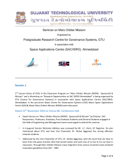 Seminar on Mars Orbiter Mission Organized by Postgraduate Research Centre for Governance Systems, GTU In association with Space Applications Centre (SAC/ISRO), Ahmedabad