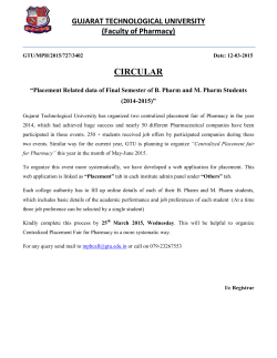 Placement Related data of Final Semester of B. Pharm and M. Pharm Students (2014-2015)