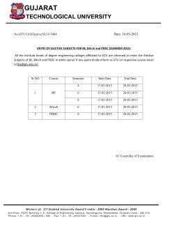 ENTRY OF ELECTIVE SUBJECTS FOR BE, BArch and PDDC (SUMMER-2015)