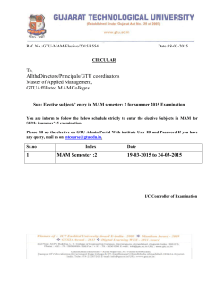 Elective subjects&rsquo; entry in MAM semester: 2 for summer 2015 Examination