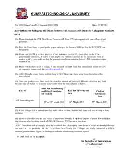 Instructions for filling up the exam forms of ME Summer-2015 exam for 4 (Regular Students only)