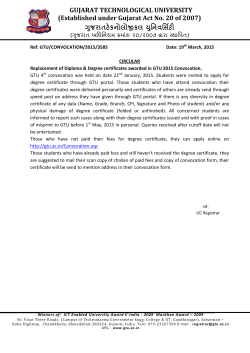 Replacement of Diploma & Degree certificates awarded in GTU 2015 Convocation