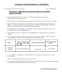 Instructions for filling up the exam forms for MBA Sem-2 (Regular) Summer Exam-2015