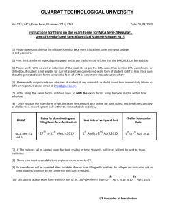 Instructions for filling up the exam forms for MCA Sem-2(Regular), sem-4(Regular) and Sem-6(Regular) SUMMER Exam-2015
