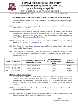 Instruction for Exam Form Filling in BE, PDDC, HMCT (Regular) (Summer-2015)