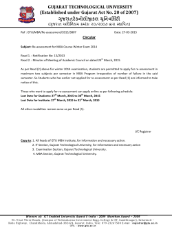 Re-assessment for MBA Course Winter Exam 2014