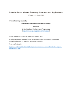 Calling research students and Faculty Members, interested in learning about Green Economy to take advantage of the seven-week course offered by a United Nations agency; Last date for application: 31st March 2015