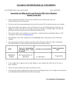 Instructions for filling up the exam forms for MBA Sem-4 (Regular) Summer Exam-2015