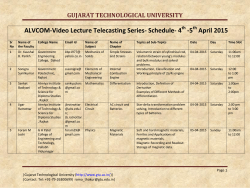 ALVCOM- Active Learning Video Lecture Communication- Schedule for 4th-5th April 2015