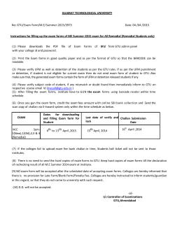 ME Exam form circular - M.E Sem- 1(New),1(Old),2(New) and 2(OLD),3 & 4 (Remedial) - summer 2015
