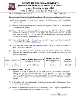 Instruction for Exam Form Filling in BE (Remedial-All Semesters) (Summer-2015)