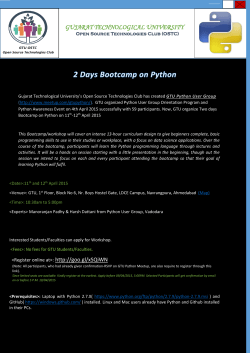 2-days PYTHON Bootcamp: Inviting GTU students and Faculty Members for the Bootcamp on 11th-12th April 2015: Please register online