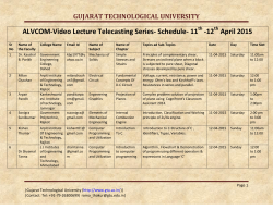 ALVCOM- Active Learning Video Lecture Communication- Schedule for 11th-12th April 2015