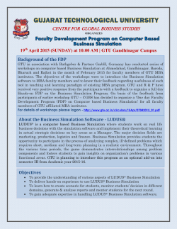 For all MBA Faculties: Faculty Development Program on Computer Based Business Simulation