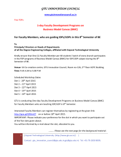 Please register online for the One-day FDP on Business Model Canvas (BMC) for Faculty Members, who are guiding IDPs/UDPs in this 8th Semester of BE to be organized every day from 20th April to 24th April 2015