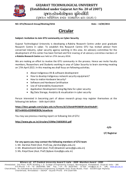 Invitation to Join GTU Post Graduate Research Group on Cyber Security