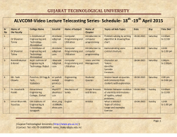 ALVCOM- Active Learning Video Lecture Communication- Schedule for 18th-19th April 2015