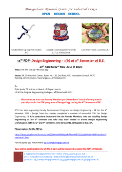 Please register online for the 4-days Fourteenth FDP- Design Engineering &ndash; 1 (b) at 4th Semester of BE from 29th April to 02nd April 2015; Important Message for Principals/ Directors or Heads of Departments of all the Degree Engineering Colleges &ndash; Please read the circular