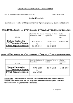 Extension dates of Exam Forms for Diploma Eng. Semester 2nd Regular,2nd Regular CtoD and 1st/2nd Remedial With Penalty