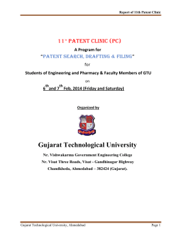 REPORT: 11th Patent Clinic (PC) A Program for “Patent Search, Drafting & Filing”