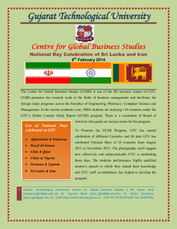 REPORT: Celebration of the National Days of Sri Lanka and Iran at GTU on 8th Febnruary 2014