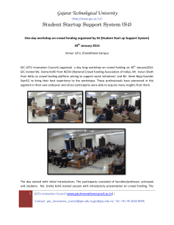 REPORT: S4-Crowd Funding workshop of 30th January 2014 with Ms. Sneha Kohli from National Crowd funding Association of India, Mr. Varun Sheth from Ketto (a crowd funding platform aiming to support social initiatives) and Mr. Ateet Bajaj of Start51 as Resource Persons