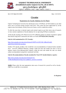 Circular for Registration for Faculty Database for MPharm