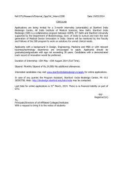 Stanford India Biodesign Centre- Internship- 2014 (Last date of Online Application Process is 31st March 2014)