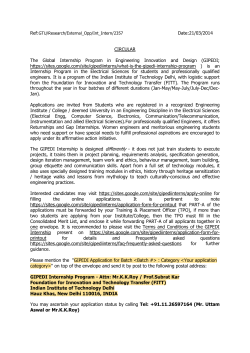 GIPEDI Internship Program Batch 2 (May 15th - July 15th 2014) (Last date of application is 27th March, 2014)