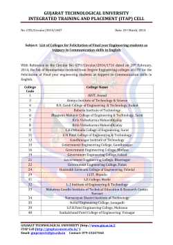 List of Colleges for Felicitation of Final year Engineering students as toppers in Communication skills in English
