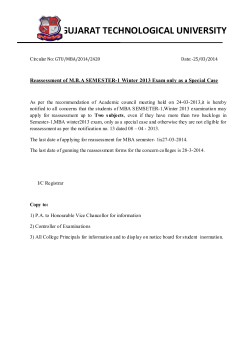 Reassessment of M.B.A SEMESTER-1 Winter 2013 Exam only as a Special Case