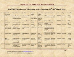 ALVCOM- Active Learning Video Lecture Communication- Schedule for 29th-30th March 2014