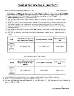 Instructions for filling up the exam forms for Diploma Engineering Diploma Pharmacy Summer Exam-2014