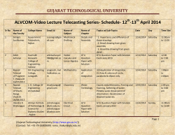 ALVCOM- Active Learning Video Lecture Communication- Schedule for 12th-13th April 2014