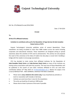 Invitation to contribute write up for the Newsletter of Ingo-German & Indo-Canadian Study Centres of GTU