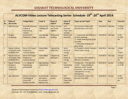 ALVCOM- Active Learning Video Lecture Communication- Schedule for 19th-20th April 2014
