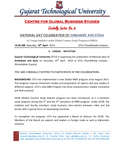 INVITATION for Saturday 19th April, 2014 at 10AM: to Directors, Hony Directors, Advisors, Deans, Principals, HODs and Expert Committee Members for National Day Celebrations of Zimbabwe and Syria
