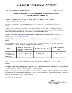 Instructions for filling up the exam forms of B.Arch Summer-2014 Exam (All Semester Remedial Students only)