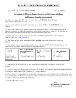 Instructions for filling up the exam forms of B.HMCT Summer-2014 Exam (All Semester Remedial Students only)