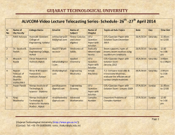 ALVCOM- Active Learning Video Lecture Communication- Schedule for 26th-27th April 2014