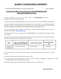 Instructions for filling up the exam forms for MCA (INTEGRATED) SEM-1(Remedial) SUMMER Exam-2014