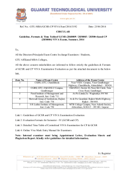 Guideline, Formats & Time Tableof GCSR (2840009 / 2830003 / 28300v4)and CP (2830004) VIVA Exams, Summer, 2014
