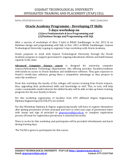Oracle Academy Program - Developing IT Skills 5 days workshop on (1)Java Fundamentals & Java Programming and (2)Database Design and Programming with SQL