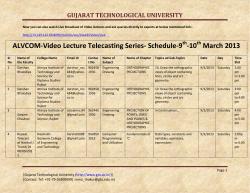 ALVCOM- Active Learning Video Lecture Communication- Schedule for 9th-10th March 2013