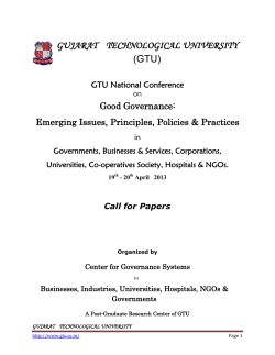 Call for Papers for GTU Conference on Good Governance (Corporate, Government and others) including ICT for good governance- 19th -20th April 2013