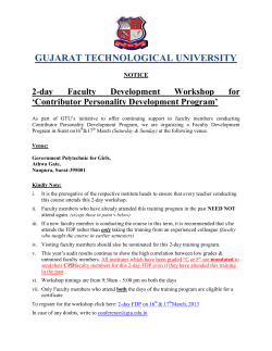 2-day Faculty Development Workshop for &lsquo;Contributor Personality Development Program&rsquo;